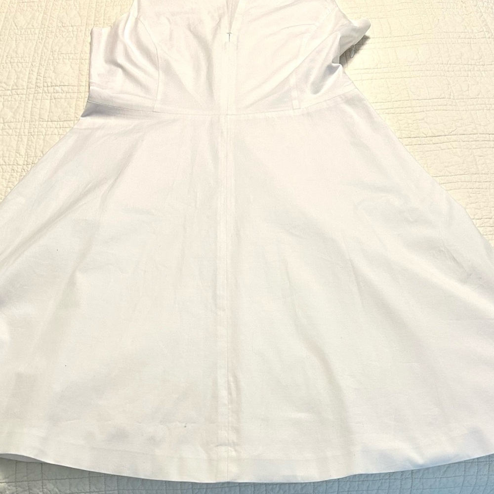 🆕THEORY Poplin White Sleeveless Collared Flare Shirt Dress. Size 6 - Picture 5 of 10